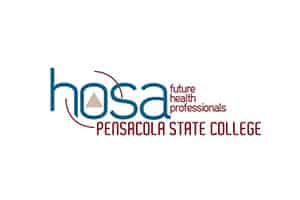 HOSA logo featuring Pensacola State College for health occupation students and future healthcare pro.