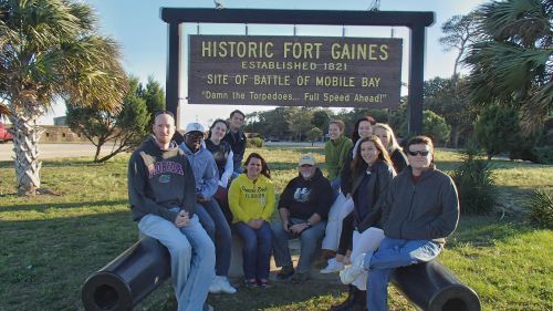 Students from the Biology Club visiting Fort Gaines historic site in Mobile Bay.