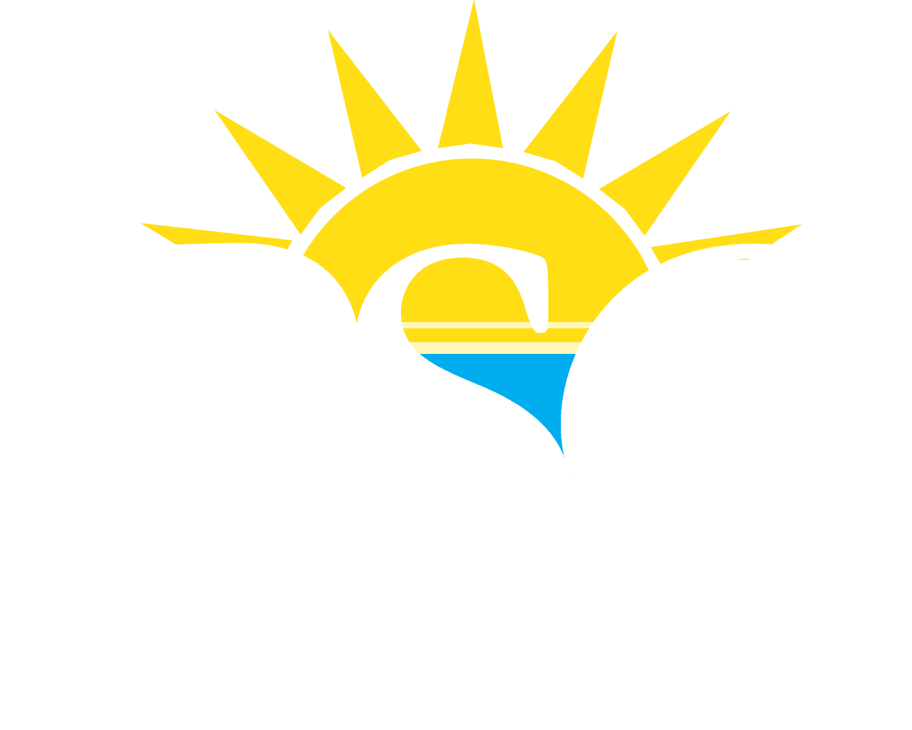 Sunrise over Pensacola State College campus with branding elements and vibrant colors.