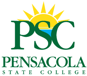 Sun and palm logo representing Pensacola State College branding and higher education.