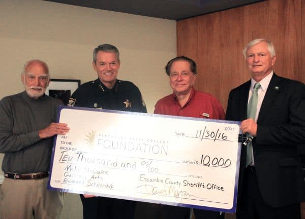 Escambia Co. Sheriff&rsquo;s Office donates $10,000 to PSC McGuire scholarship fund.