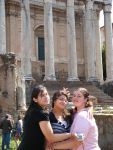 Ancient Roman architecture with students exploring historic site for higher education opportunities.