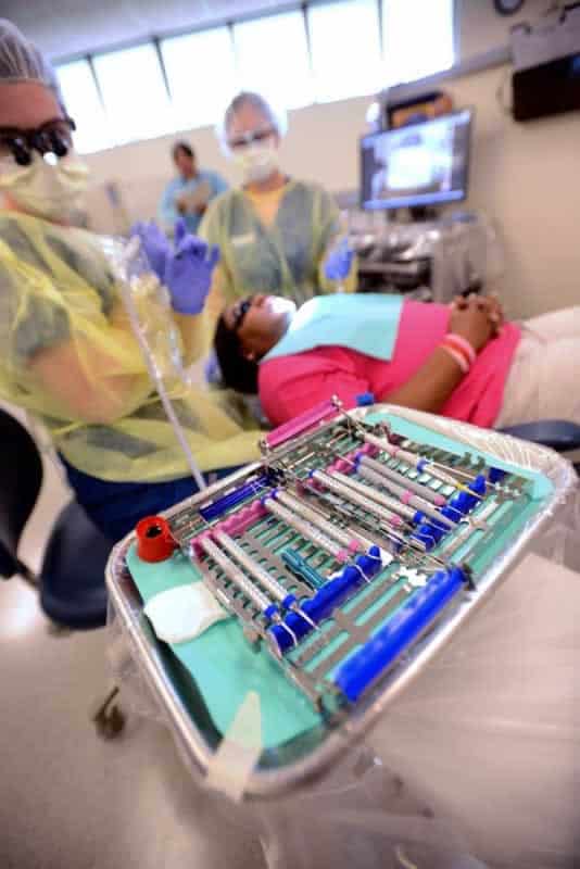 Dental hygiene students performing patient care at PSC Warrington Campus.