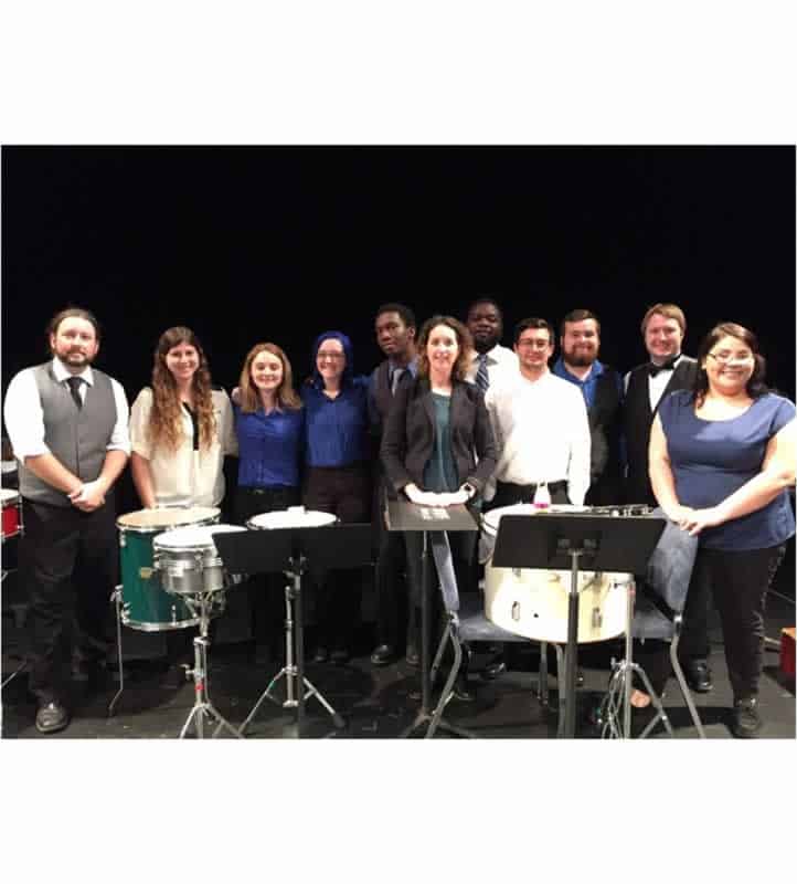 Percussion ensemble performing at Pensacola State College free concert.