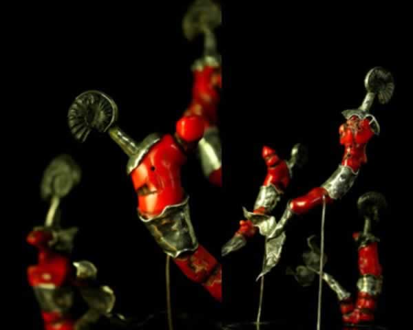 Intricate red and black art installation showcasing modern artistic expression at Pensacola State Co.