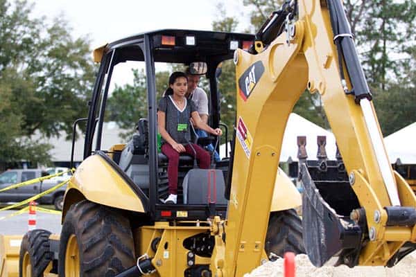 Construction machinery used in skilled trades and career exploration events.