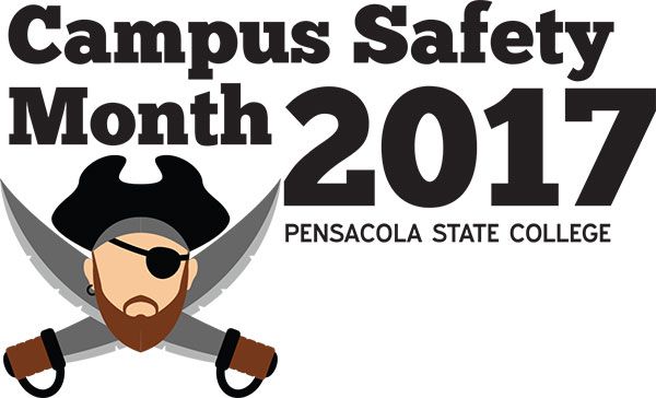 Campus safety awareness event at Pensacola State College in 2017, promoting security and safety prot.