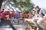 Lumberjack competition showcasing students' strength and skills in logging at Pensacola State Colleg.