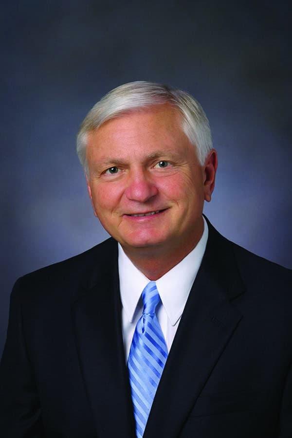 President Ed Meadows discusses college updates and accomplishments during campus meetings at Pensaco.