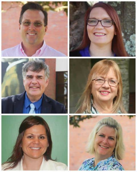 Portraits of six faculty members recognized for teaching excellence at Pensacola State College.