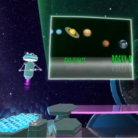 Interactive space-themed educational game showcasing planets in our solar system for students and ch.