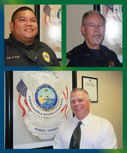 Promoted Pensacola State police officers in uniform with badges and insignia.