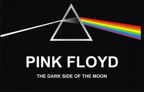 Pink Floyd The Dark Side of the Moon album cover with prism and rainbow light.