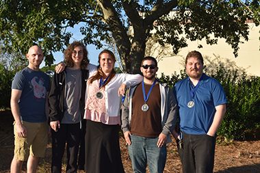 Cybersecurity students from Pensacola State College celebrate their second-place victory at the ITEN.