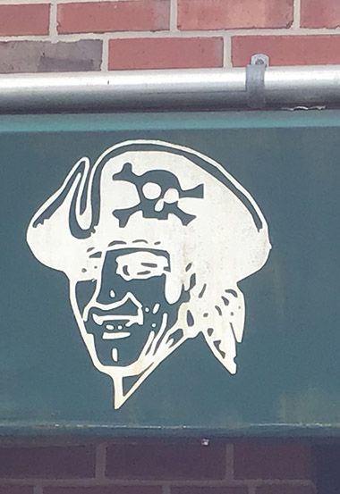 Pirate mascot logo representing Pensacola State College, emphasizing school spirit and student engag.