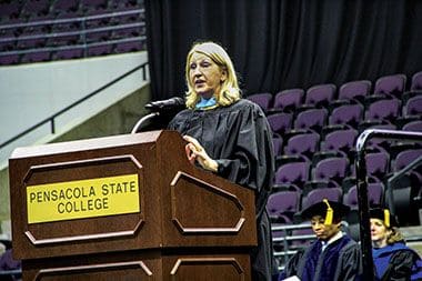 Prominent speaker at Pensacola State College graduation ceremony.