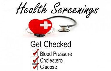 College health fair offering blood pressure, cholesterol, and glucose screenings for students and st.