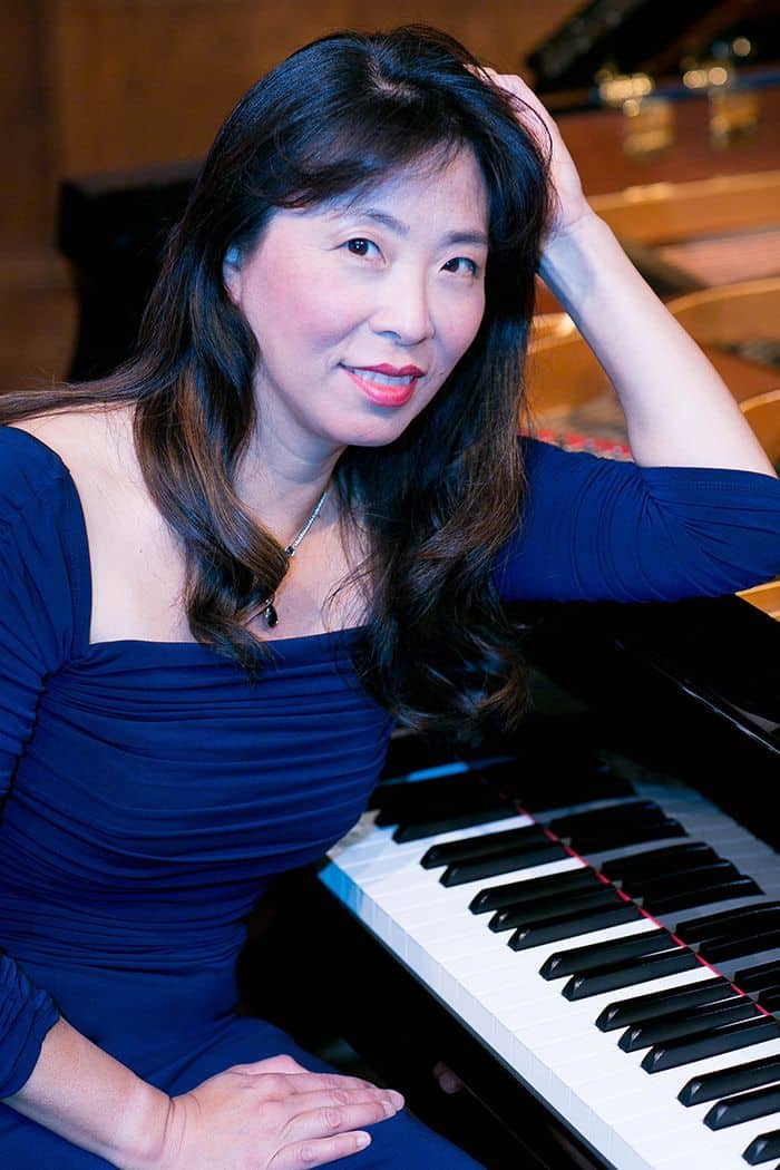 Pianist Marian Lee at Pensacola State College for a live performance event.