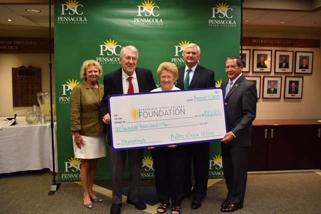 Dona and Milton Usry donate $100,000 to Pensacola State College for student scholarships.