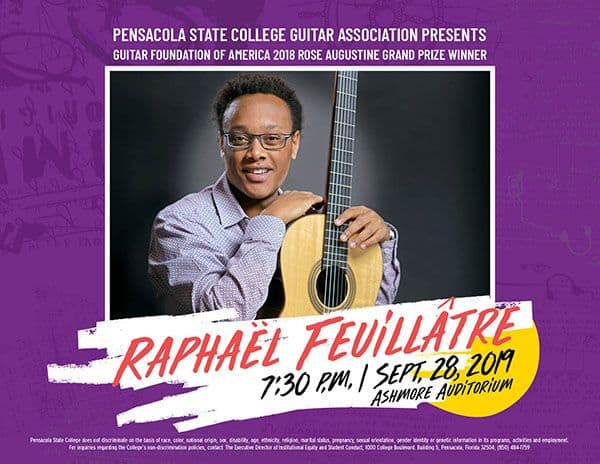 Highly skilled guitarist Raphael Feuillatre, 2018 GFA Rose Augustine Grand Prize winner, to perform.