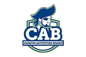 Logo of the Campus Activities Board (CAB) at Pensacola State College, featuring a pirate mascot.