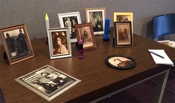 Accessible photo exhibit showcasing vintage portraits at Pensacola State College ADA Services Haunte.