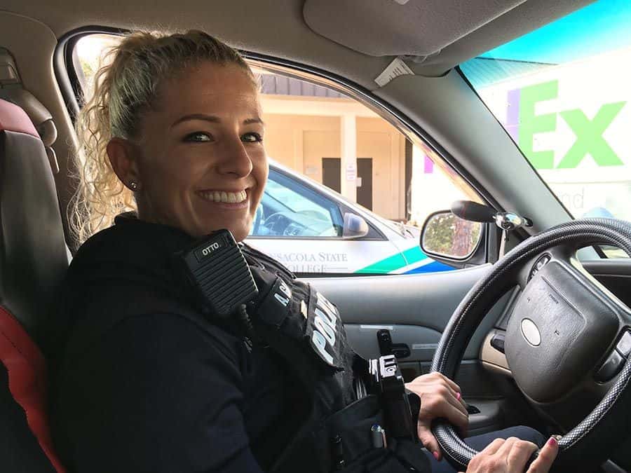 Police officer in uniform representing PSC Public Safety and campus security.