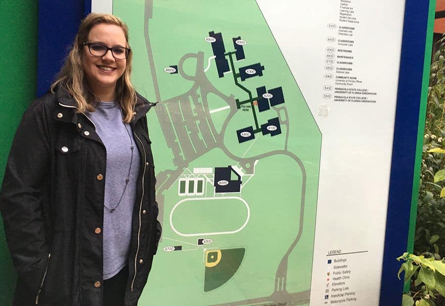 Milton campus map featuring key buildings and facilities at Pensacola State College.