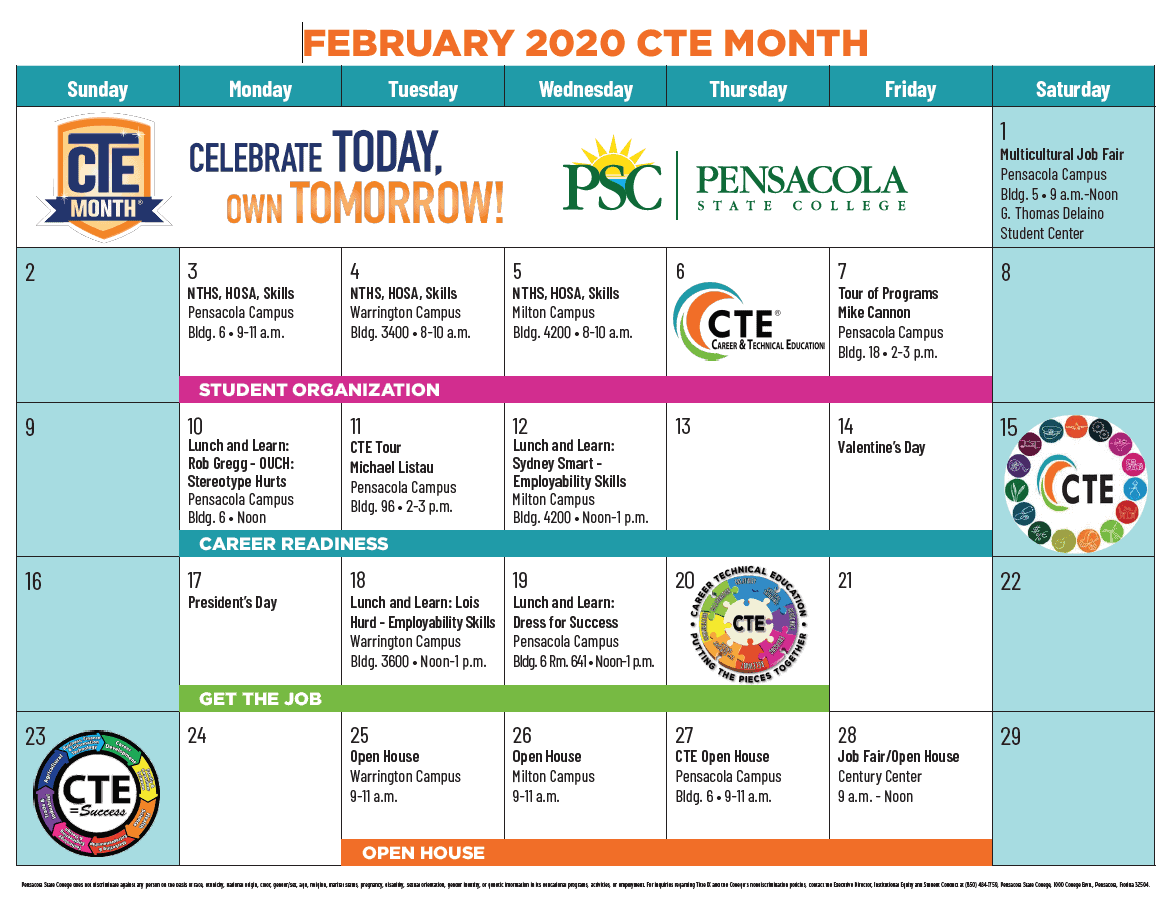 Pensacola State College hosts a job fair, open houses, and campus tours celebrating National CTE Mon.