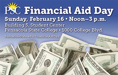 Pensacola State College Financial Aid Day event on Feb 16, 2024, at Student Center.