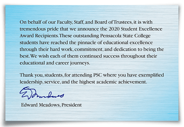 Student Excellence Awards 2024 - Recognizing top Pensacola State College students for academic achie.