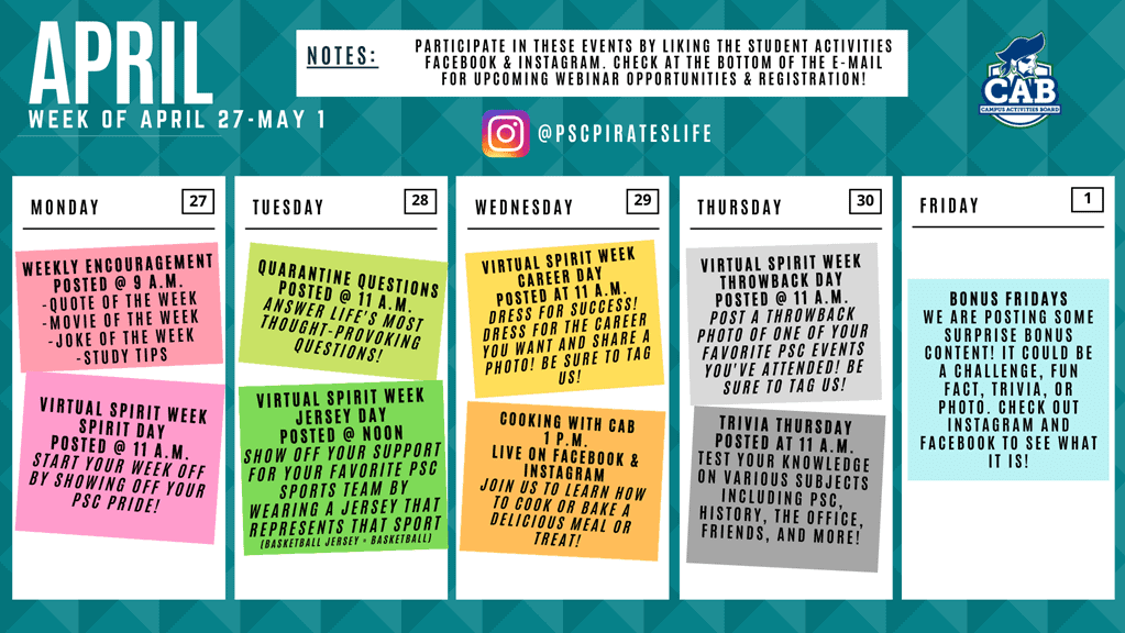 Virtual trips, online fun, and games help PSC students stay connected during campus shutdowns.
