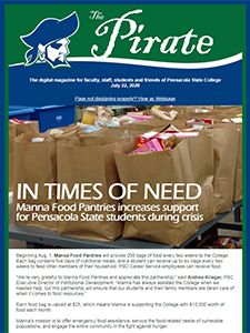 Pensacola State College students receiving support during crisis, food pantry aid, community assista.