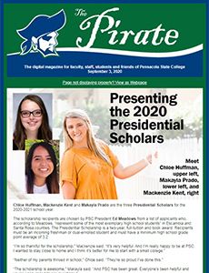 Presidential Scholars presentation at Pensacola State College highlighting student achievements 2020.