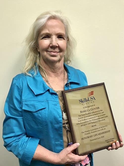 SkillsUSA Florida Honorary Life Membership Award for Gunter.