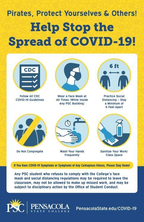 College students practicing COVID-19 safety measures on campus, wearing masks and social distancing.