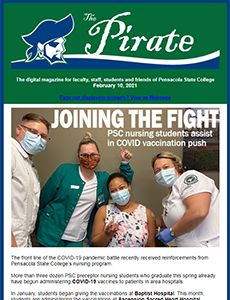 PSC nursing students assisting with COVID vaccination campaign at Pensacola State College.
