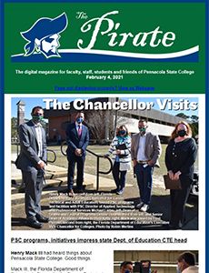High-quality image of college officials during the February 2021 Chancellor visit at Pensacola State.