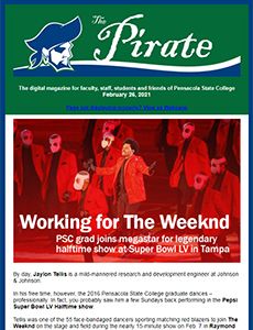 Pirate college sports event photo for February 26, 2021, showcasing students and faculty at Pensacol.
