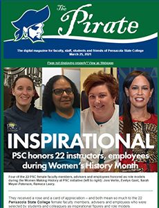 PSC employees and instructors celebrating during March 2021, highlighting higher education and emplo.