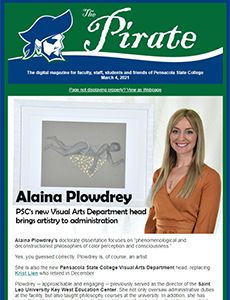 High school student Alaina Plowdrey with a creative heart-shaped art project at Pensacola State Coll.