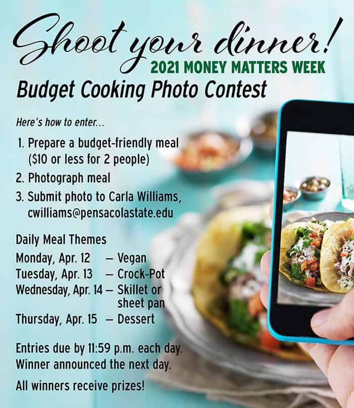 Affordable meal photography challenge for higher education students.