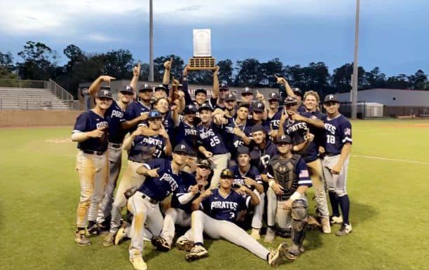 High school baseball team wins state tourney with 10th-inning victory at Pensacola State College.