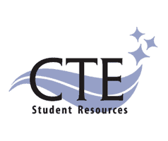 Accessible ALT text for CTE Resources assisting students with books, scholarships, advising, and cer.