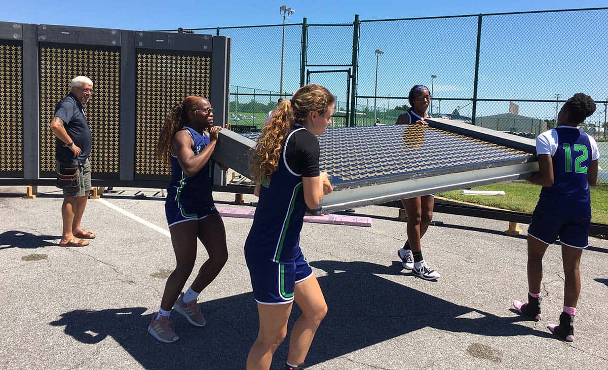 PSC athletes help build GoldStars Tribute Wall for WSRE 9/11 memorial event.