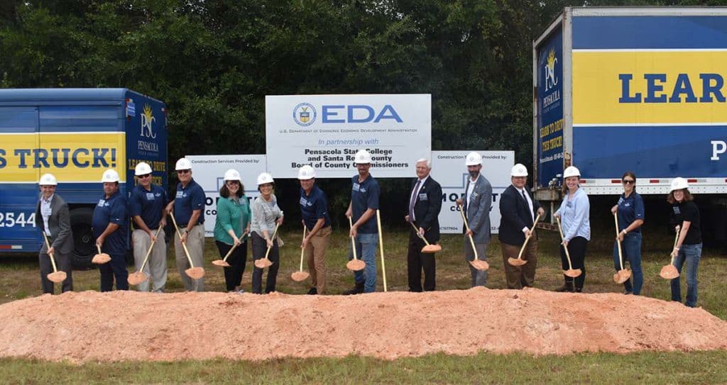decorative image of groundbreaking , Pensacola State College breaks ground on &lsquo;game-changing&rsquo; Truck Driver Training Facility 2021-10-01 10:21:01