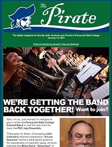 Marching band at Pensacola State College ready for performance, showcasing musical talent and colleg.