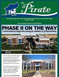 Construction progress on Pirate College campus expansion for STEM and academic facilities.
