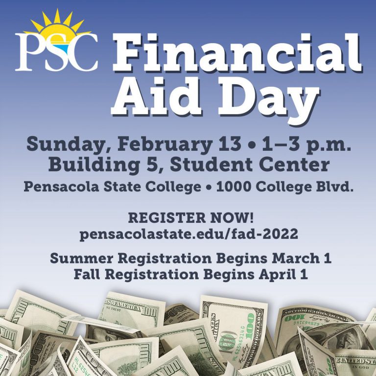 Financial Aid Day event at Pensacola State College offers support for financial aid, advising, and r.