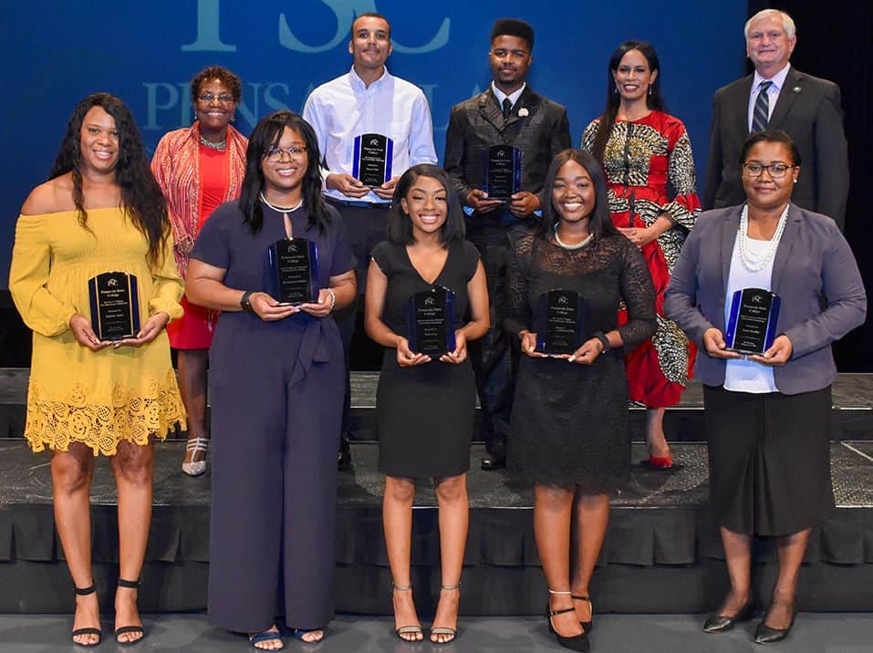 Pensacola State College students awarded African American Memorial Endowed Scholarship.